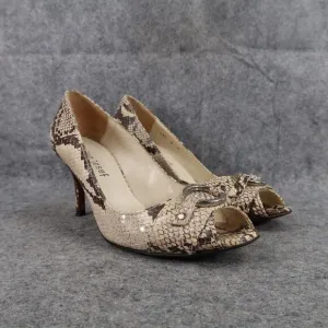 Jon Josef Shoes Womens 8.5 Pumps Fashion Leather Peep Toe Stiletto Snakeskin