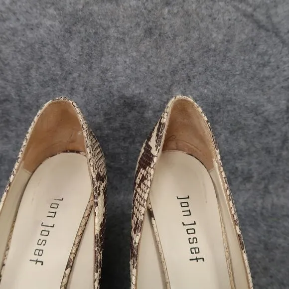 Jon Josef Shoes Womens 8.5 Pumps Fashion Leather Peep Toe Stiletto Snakeskin