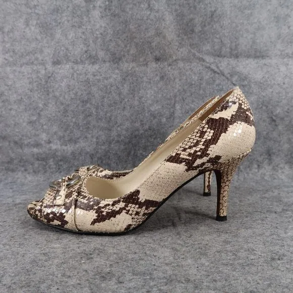 Jon Josef Shoes Womens 8.5 Pumps Fashion Leather Peep Toe Stiletto Snakeskin