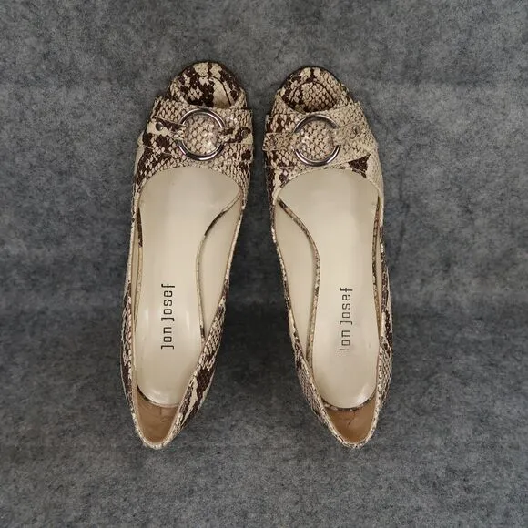 Jon Josef Shoes Womens 8.5 Pumps Fashion Leather Peep Toe Stiletto Snakeskin