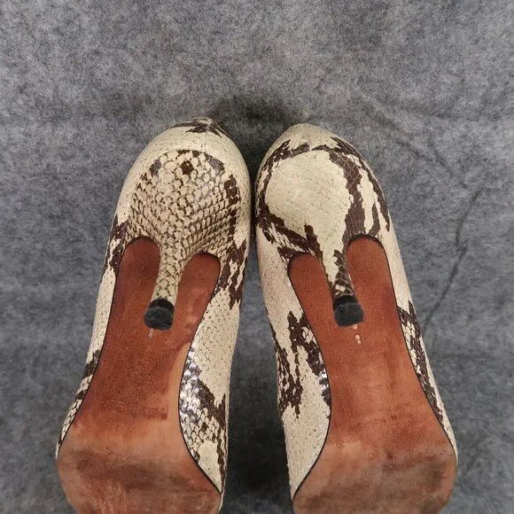 Jon Josef Shoes Womens 8.5 Pumps Fashion Leather Peep Toe Stiletto Snakeskin