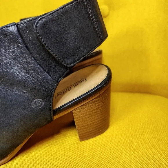 Josef Seibel Bonnie Leather Peep Toe Block Heeled Strap Bootie Women's 10-10.5
