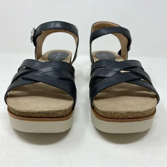 Josef Seibel Clea 14 Black Leather Platform Sandals