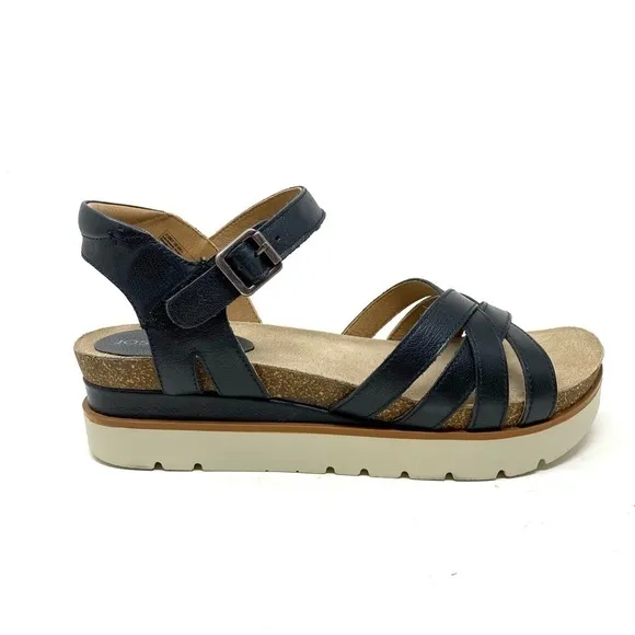 Josef Seibel Clea 14 Black Leather Platform Sandals