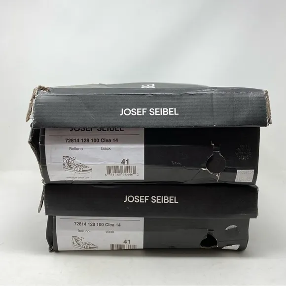 Josef Seibel Clea 14 Black Leather Platform Sandals