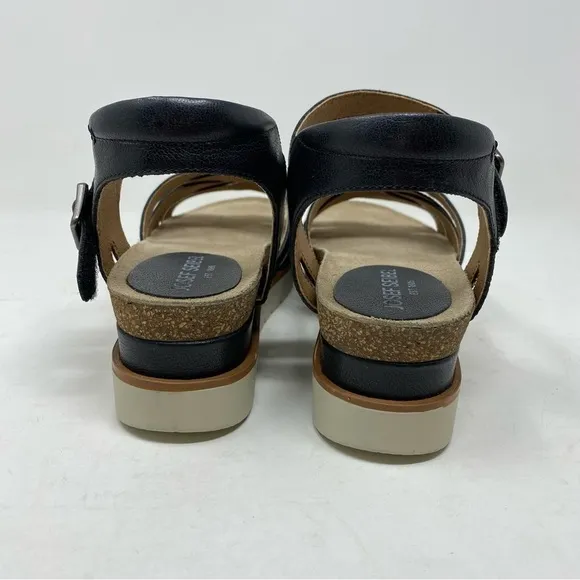 Josef Seibel Clea 14 Black Leather Platform Sandals