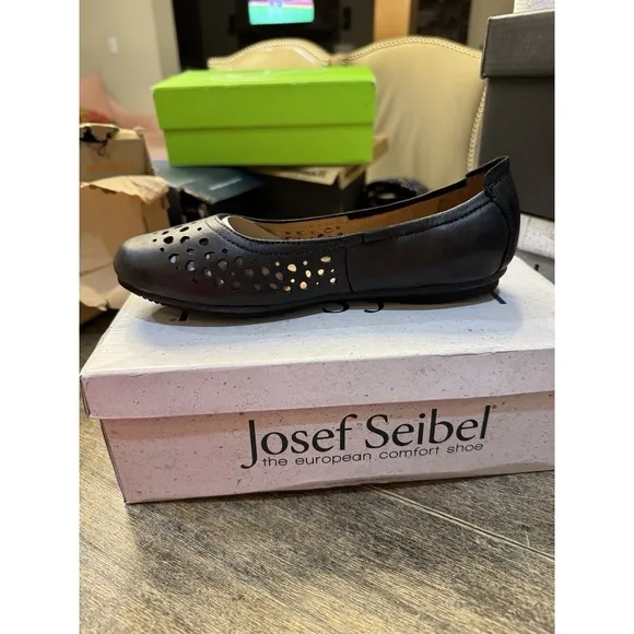 Josef Seibel Pippa Ballet Flat Womens Shoes Size EU 36 US 5.5 Die Cut Black