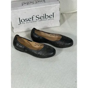 Josef Seibel Pippa Black Leather Ballet Flats Shoes, Size EU 36, US 5.5-6, NWB