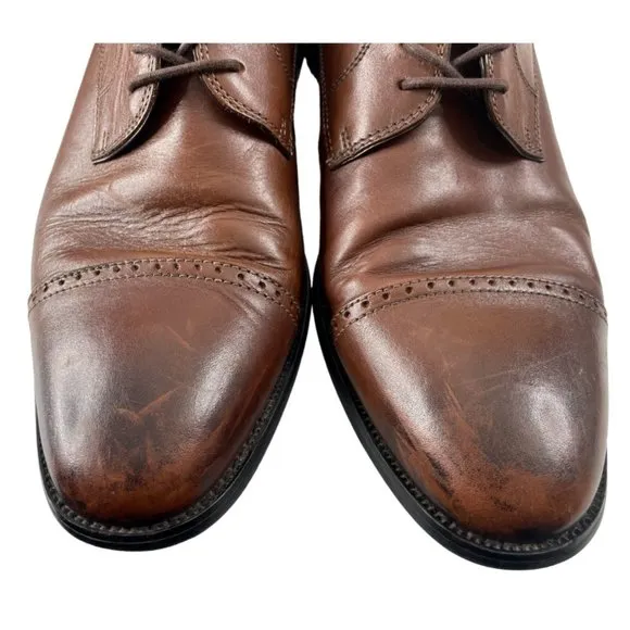 Joseph Abboud Men's Brown Leather Cap Toe Derby Dress Shoes Size 12 (61-91102)