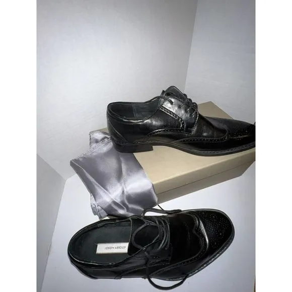 Joseph Abound Men's Black Leather Wingtip Lace-Up Oxford Dress Shoes Size 10 D