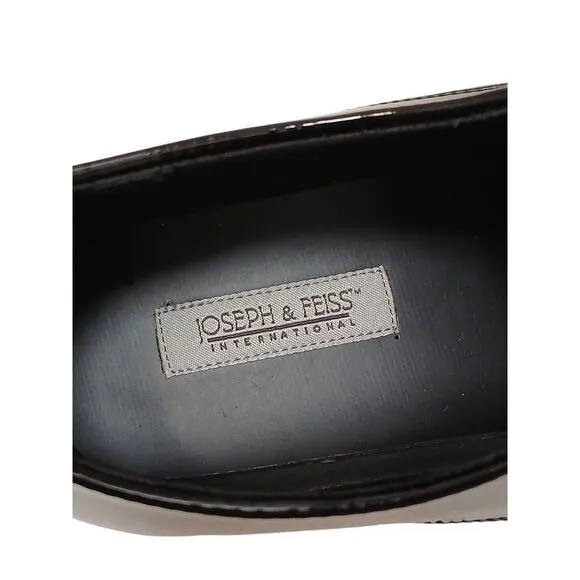 Joseph Feiss Tuxedo Dress Shoes Men's Sz 12 BLACK Faux Leather Formal Wedding