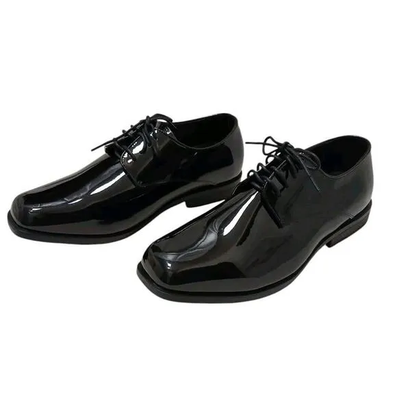 Joseph Feiss Tuxedo Dress Shoes Men's Sz 12 BLACK Faux Leather Formal Wedding