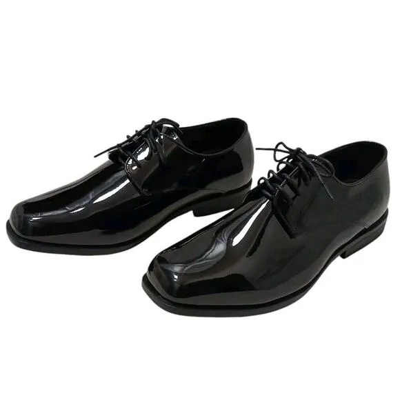 Joseph Feiss Tuxedo Dress Shoes Men's Sz 12 BLACK Faux Leather Formal Wedding