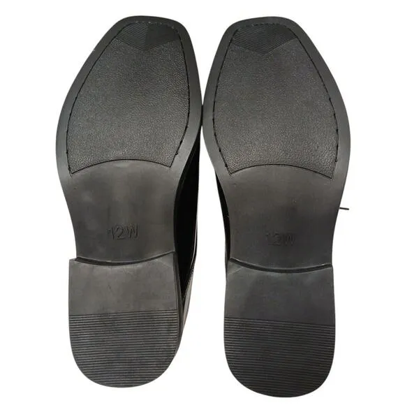 Joseph Feiss Tuxedo Dress Shoes Men's Sz 12 BLACK Faux Leather Formal Wedding