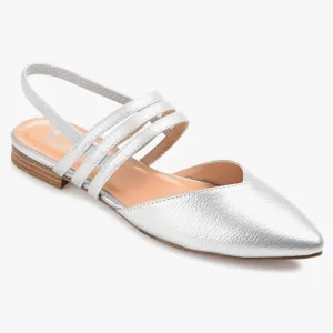 Journee Collection Brinney Silver Flats 0.5&quot; Block Heel Size 6