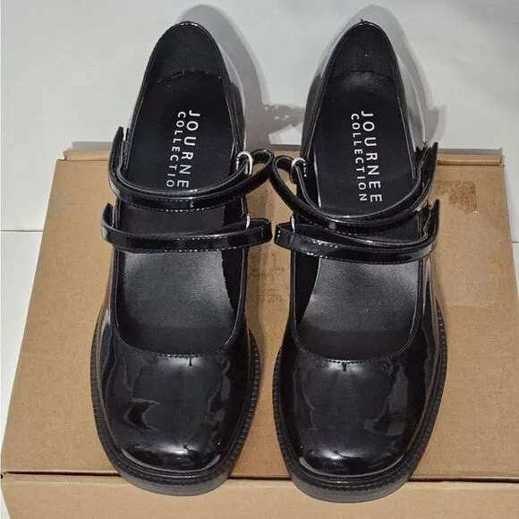 Journee Collection, Shasta black patent shoes. NIB- Size 8.5