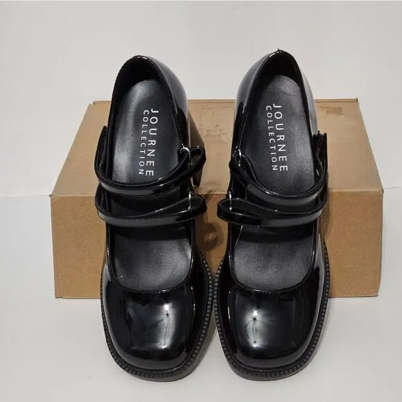 Journee Collection, Shasta black patent shoes. NIB- Size 8.5