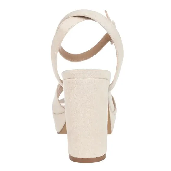 Journee Women's Nairri Platform Block Heel Dress Sandals Nude Size 7 1/2 W