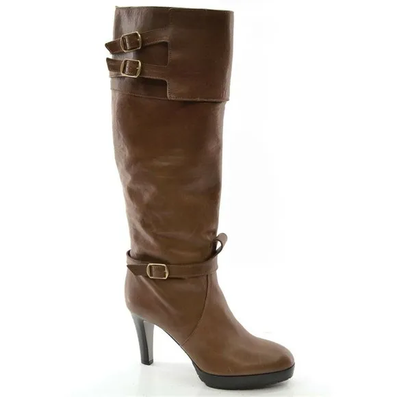 Joy Gryson Italy Tall Heeled Buckle Boots 39 New