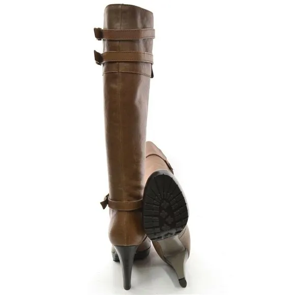 Joy Gryson Italy Tall Heeled Buckle Boots 39 New