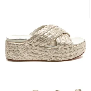 Jslide QUIVER Light Gold Raffia espadrille sandals
