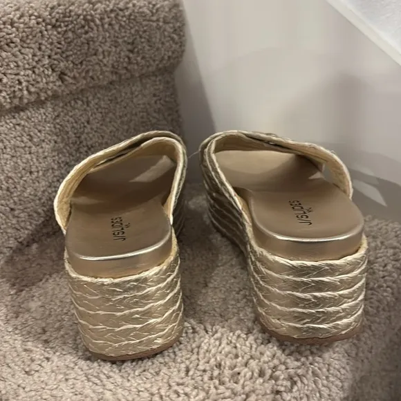 Jslide QUIVER Light Gold Raffia espadrille sandals