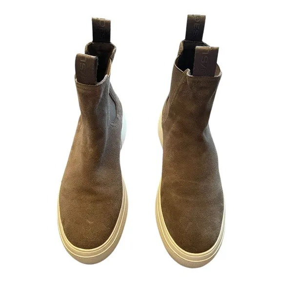 J/SLIDES NYC Cora Tan Suede Platform Sneaker Chelsea Boots Size 9