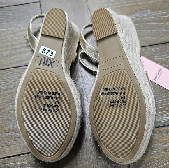 Juicy Couture Cristall Espadrille Wedge Sandals, Women's Size 8, NWT