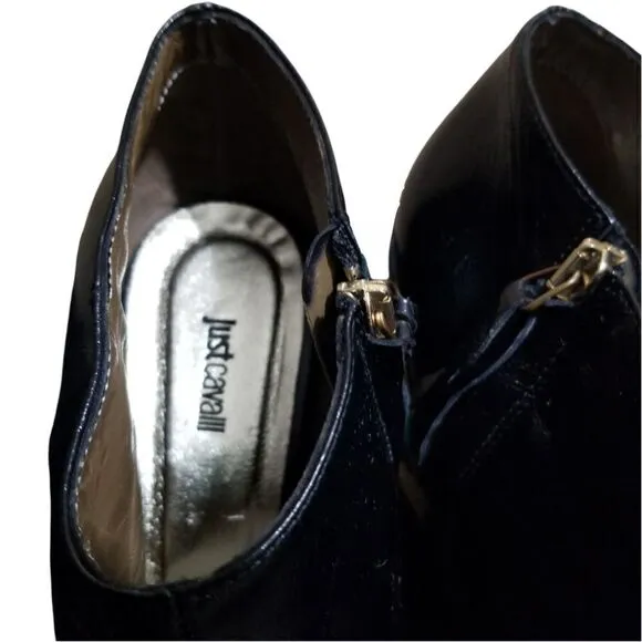 Just Cavalli Platform Wedge Hair-on &amp; Glove Leather Shoes sz 39/8.5