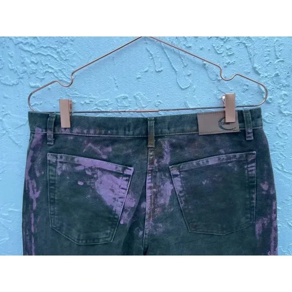 Just Cavalli Womens High Rise Straight Leg Painted Denim Jeans Black Sz M