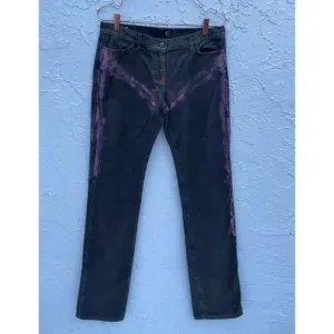 Just Cavalli Womens High Rise Straight Leg Painted Denim Jeans Black Sz M