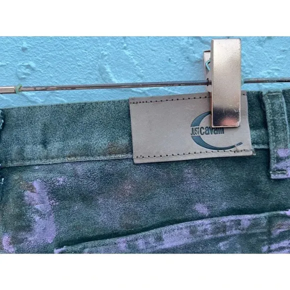 Just Cavalli Womens High Rise Straight Leg Painted Denim Jeans Black Sz M
