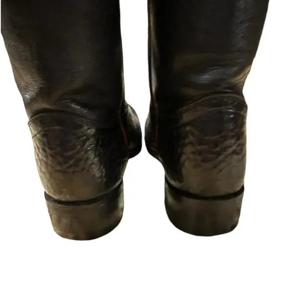 Justin Boots Boys Size 2 Black Exotic Leather Boots with Red Piping