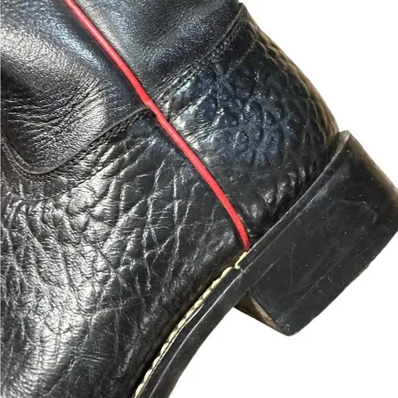 Justin Boots Boys Size 2 Black Exotic Leather Boots with Red Piping