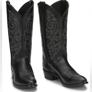 Justin Buck 13’ western black boots cowboy heel 9.5