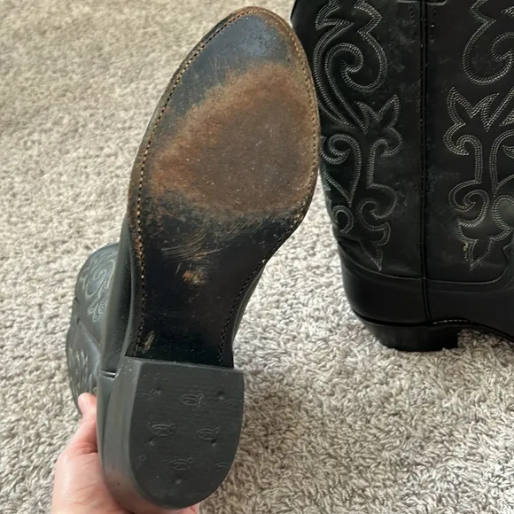 Justin Buck 13’ western black boots cowboy heel 9.5