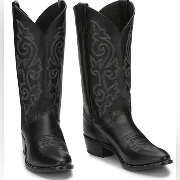 Justin Buck 13’ western black boots cowboy heel 9.5