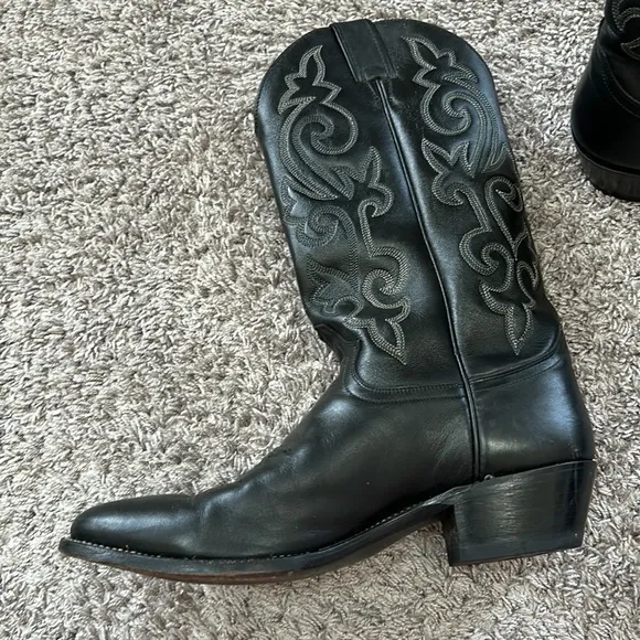 Justin Buck 13’ western black boots cowboy heel 9.5