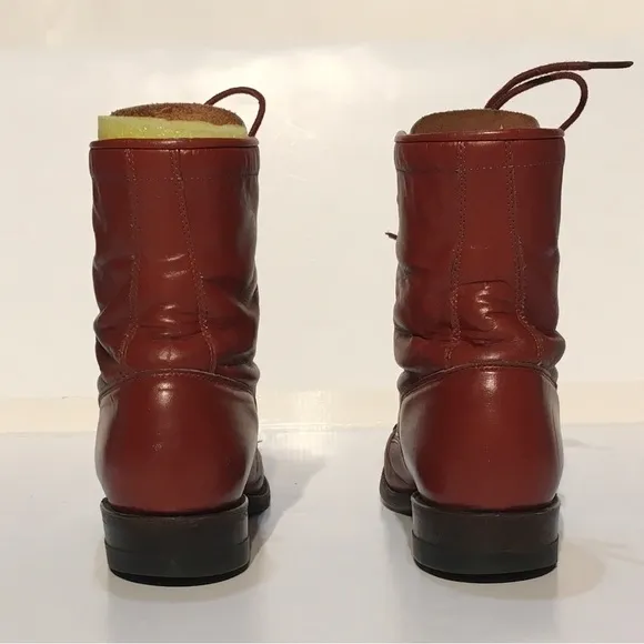 Justin USA Red Leather Lace Fringe Kiltie Roper western Cowgirl Boots Size 6B