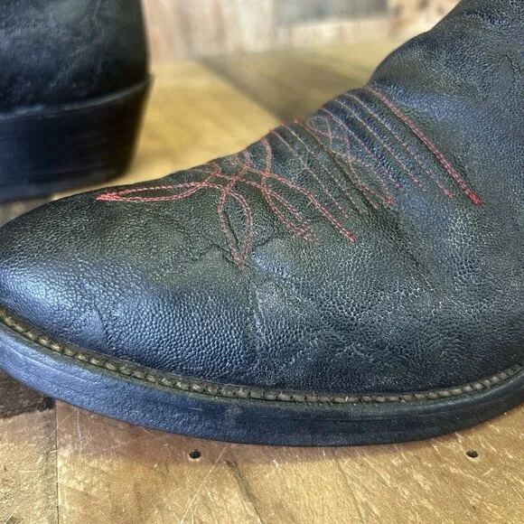 Justin Y1970 Vintage Logo Cowhide Western Cowboy Boots Mens 10.5 B