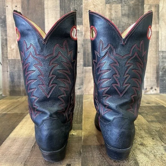 Justin Y1970 Vintage Logo Cowhide Western Cowboy Boots Mens 10.5 B