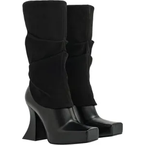 JW PEI Women's Reyna Square Toe Platform Knit Boots - Black NIB sz 6