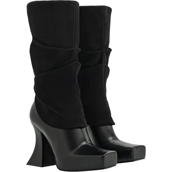 JW PEI Women's Reyna Square Toe Platform Knit Boots - Black NIB sz 6