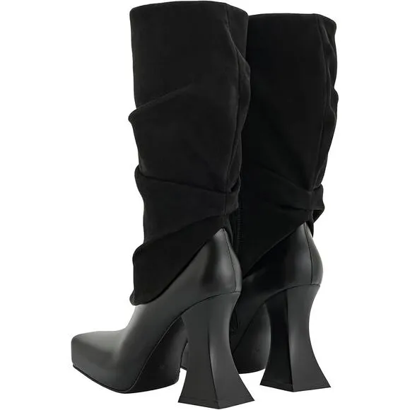JW PEI Women's Reyna Square Toe Platform Knit Boots - Black NIB sz 6