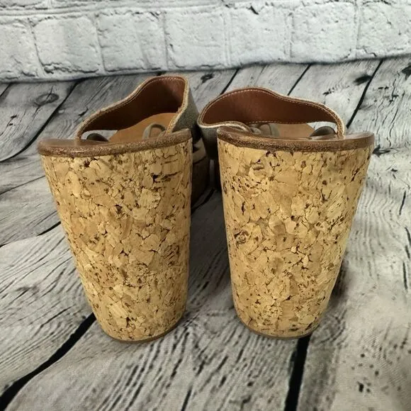 K Jacques St Tropez Platform Wedge Leather Sandals Womens Size 38 US 6.5 - 7