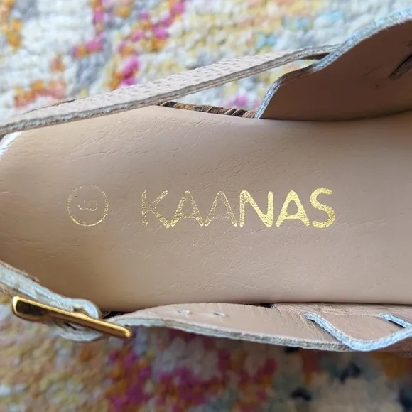 Kaanas Montpellier Leather Open Toe Sling Back Braided Espadrille Wedge Sandal 8