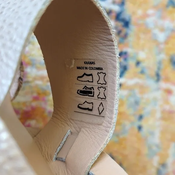 Kaanas Montpellier Leather Open Toe Sling Back Braided Espadrille Wedge Sandal 8