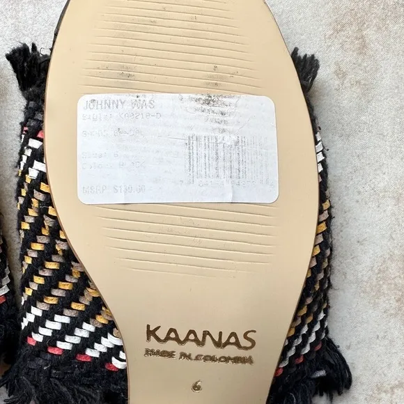 KAANAS Samos Frayed Basket Weave Sandals Bohemian