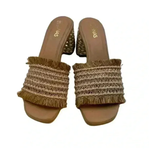 KAANAS Sumatra Frayed Upper Heel in Natural Woven, synthetic upper, jute…