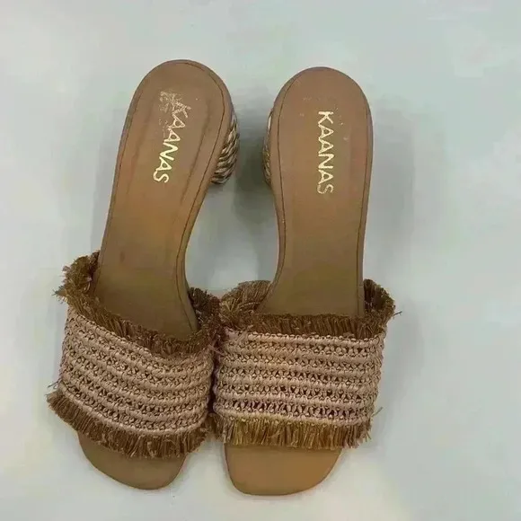 KAANAS Sumatra Frayed Upper Heel in Natural Woven, synthetic upper, jute…